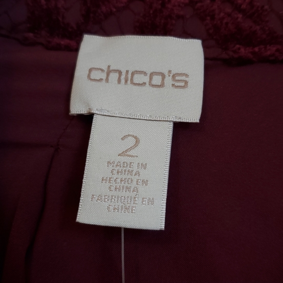Chico's Red Maple Faux Suede and Lace Jacket - Picture 16 of 16